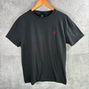 Polo Ralph Lauren T-Shirt Mens Small Black Short‎ Sleeve Red Pony Logo